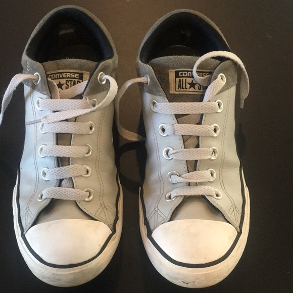 leather grey converse